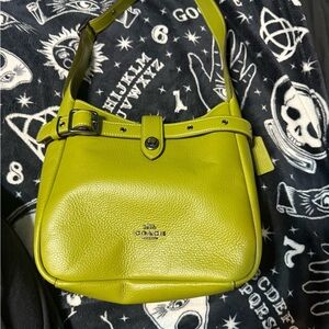 Coach Lime Green Leather Shoulder Bag